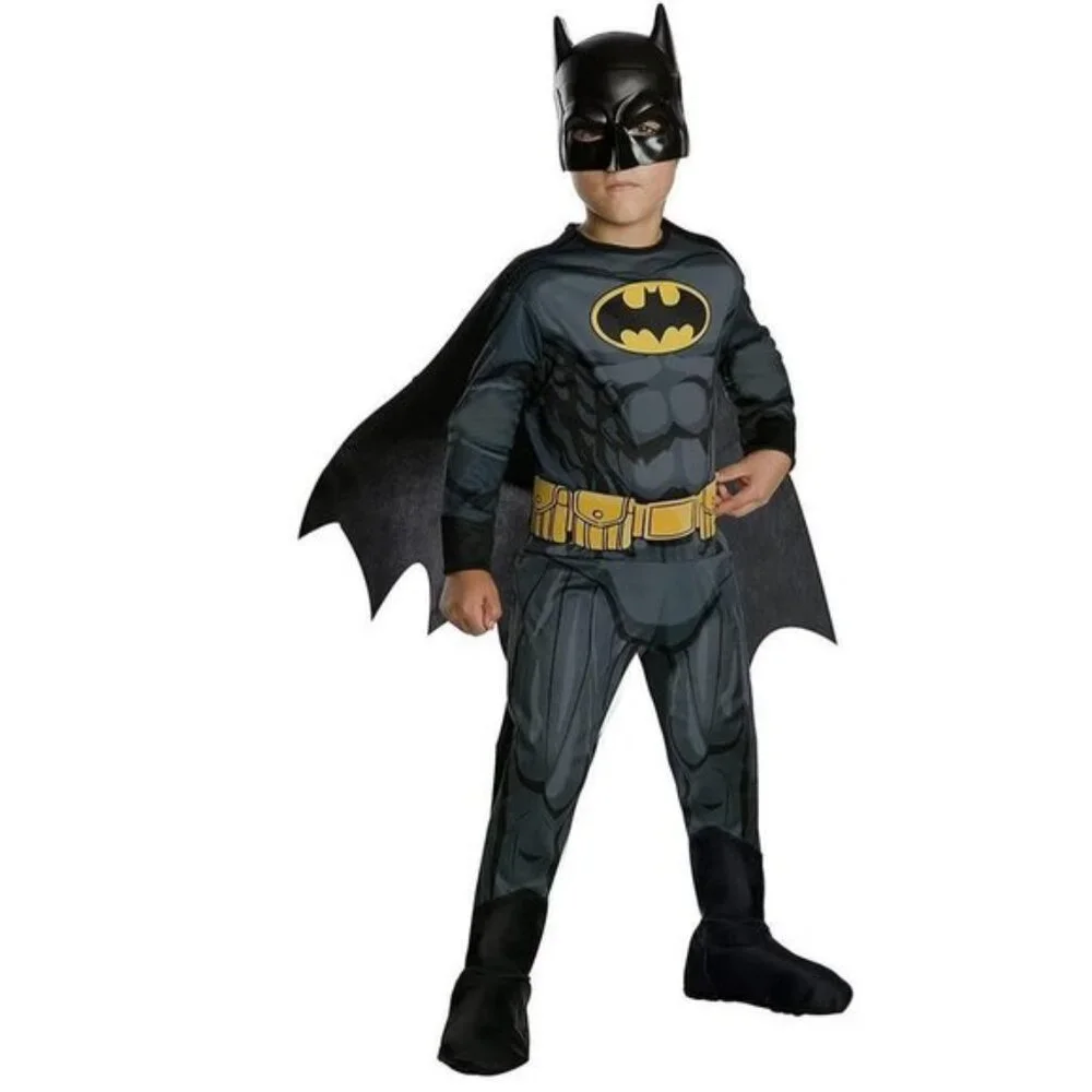 Batman Halloween Costume 12/14 Jumpsuit w/ Boot Tops, Mask, Cape Boys DC Comics